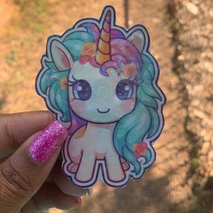 Holographic Unicorn Vinyl Sticker, Sparkly, Colorful